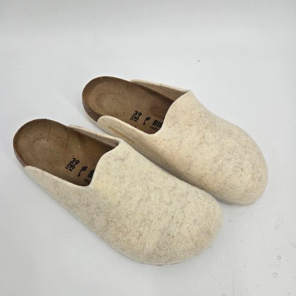 NIB Birkenstock Amersterdam 39 8-8.5 Wool Clog Slides Mules Eggshell Cream White - Picture 4 of 11
